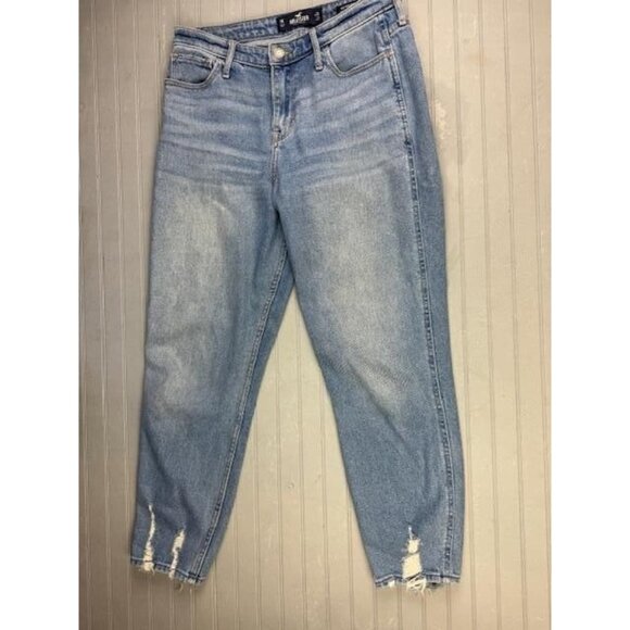 Hollister Size 7 Womens Jeans High Rise Mom Ankle Distress Stretch Light… - Picture 1 of 5